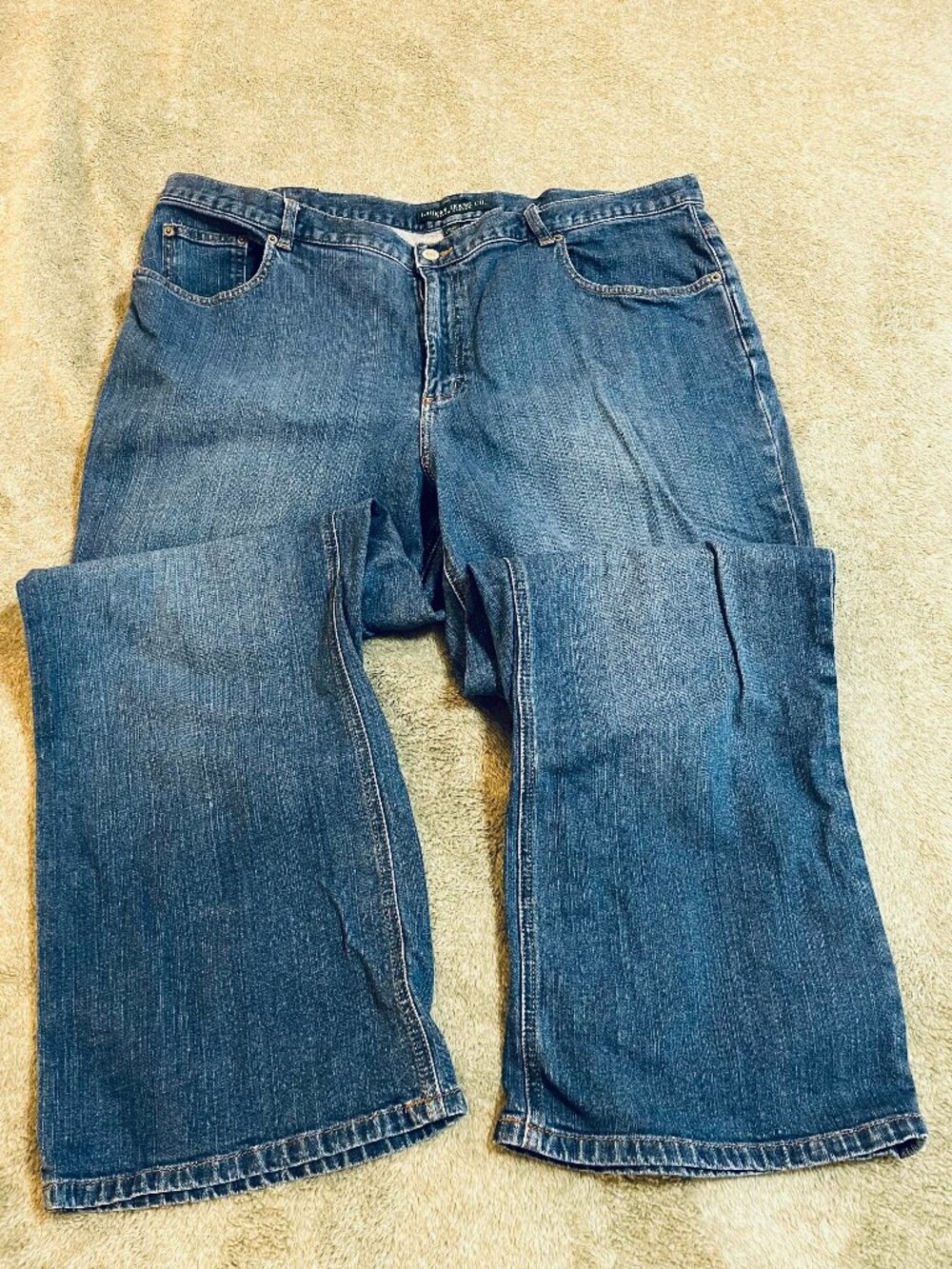 Lauren Jeans Co Ralph Lauren Womens 18W Straight Leg Fade Stretch Blue Jeans